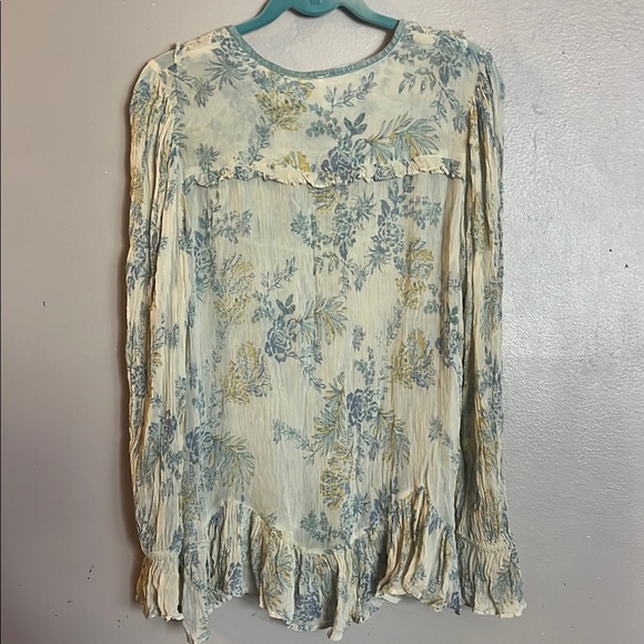 Free People Cream Boho Floral Lace Trim Women's Top - Picture 7 of 10